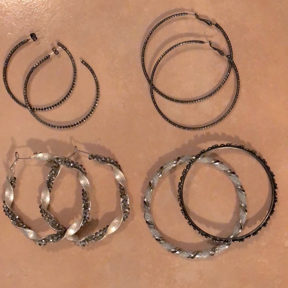 5 ITEMS 3pairs HOOP EARRINGS. PLUS 2 Bracelets